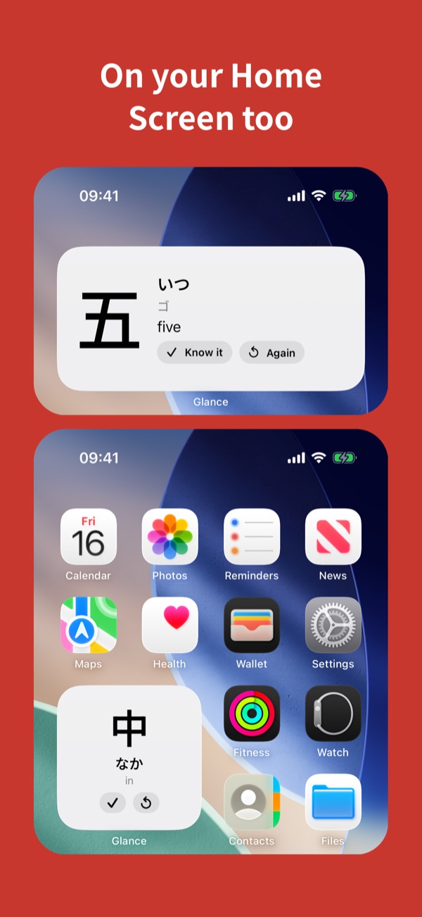 Kanji widgets on the iPhone Home Screen